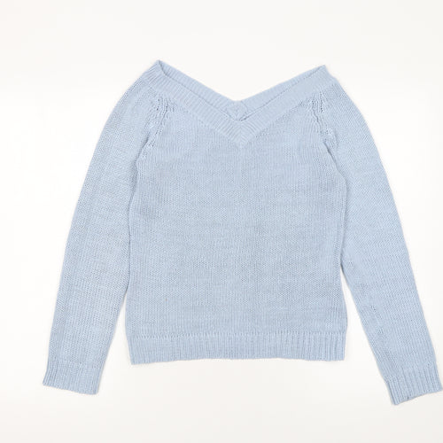 Energy Womens Blue V-Neck Acrylic Knit Jumper XL