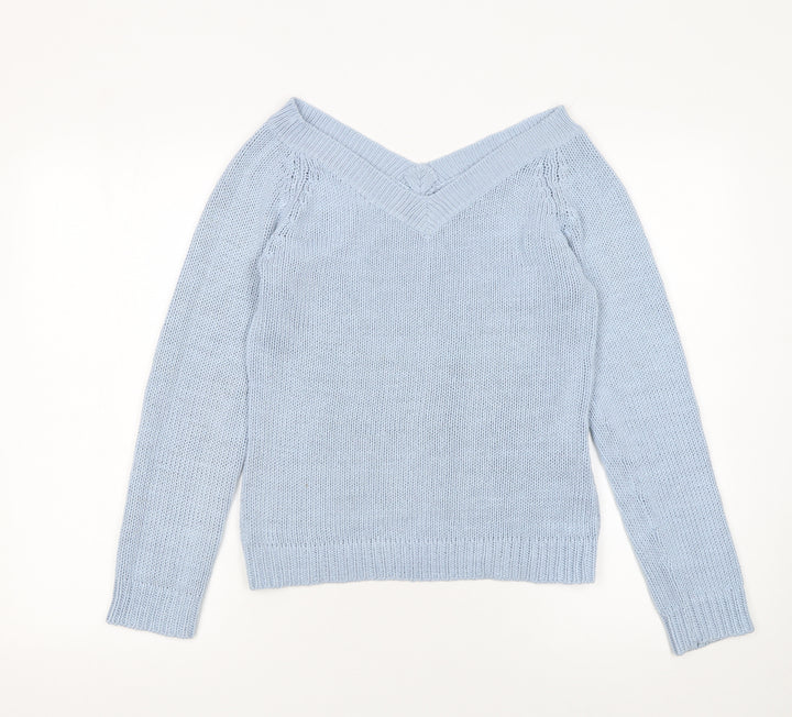 Energy Womens Blue V-Neck Acrylic Knit Jumper XL