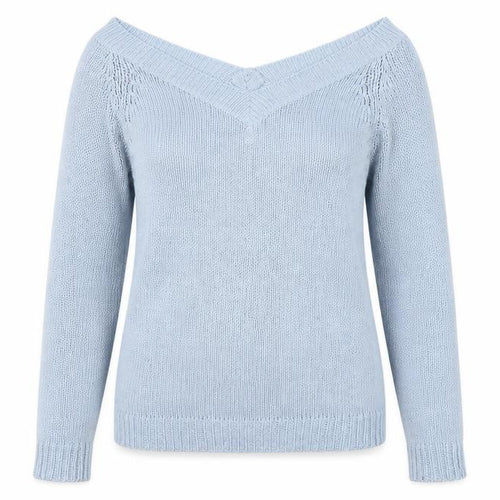 Energy Womens Blue V-Neck Acrylic Knit Jumper XL