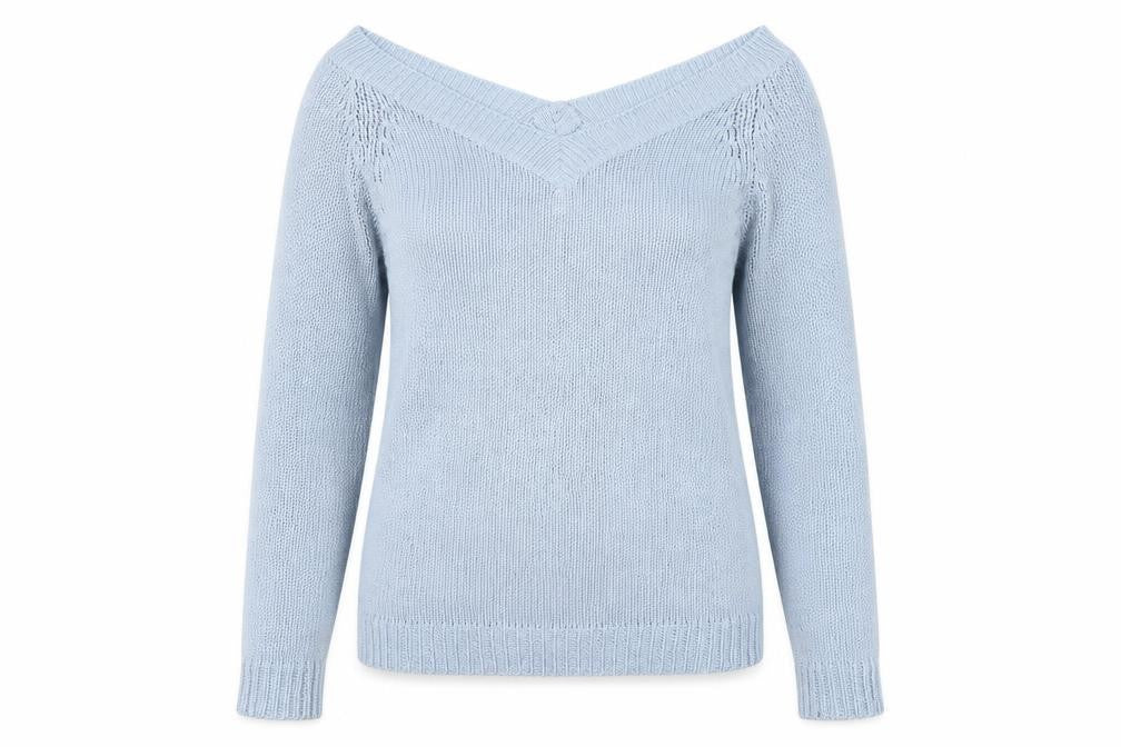 Energy Womens Blue V-Neck Acrylic Knit Jumper XL