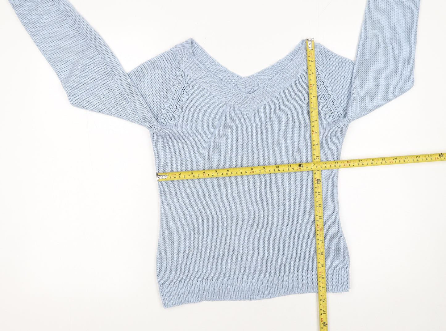 Energy Womens Blue V-Neck Acrylic Knit Jumper XL