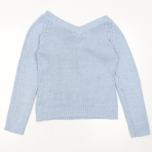 Energy Womens Blue V-Neck Acrylic Knit Jumper XL