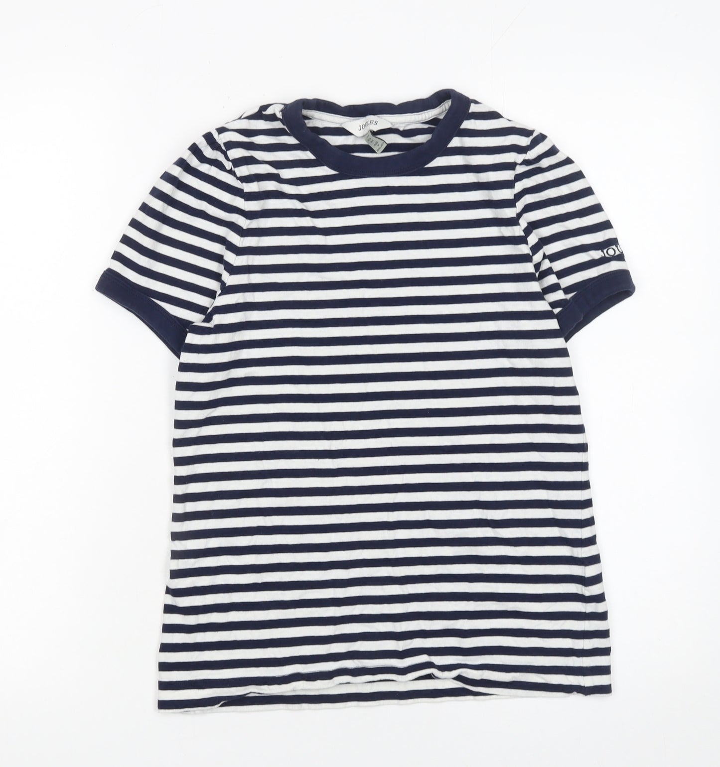 Joules Women's Navy White Striped Short Sleeve Cotton T-Shirt UK 8