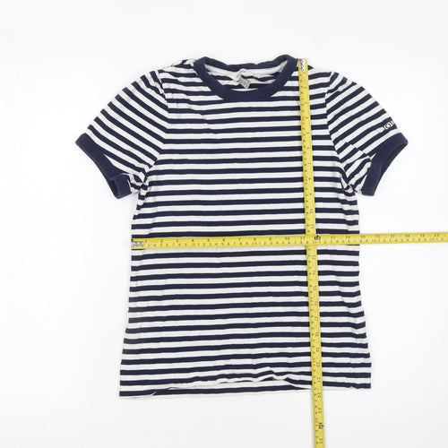 Joules Women's Navy White Striped Short Sleeve Cotton T-Shirt UK 8