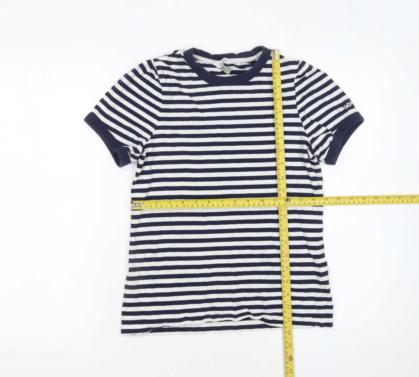 Joules Women's Navy White Striped Short Sleeve Cotton T-Shirt UK 8