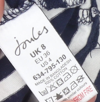 Joules Women's Navy White Striped Short Sleeve Cotton T-Shirt UK 8