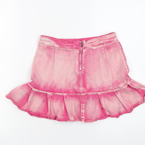 SHEIN Women’s Pink Denim Mini Ruffle Skirt Size 8