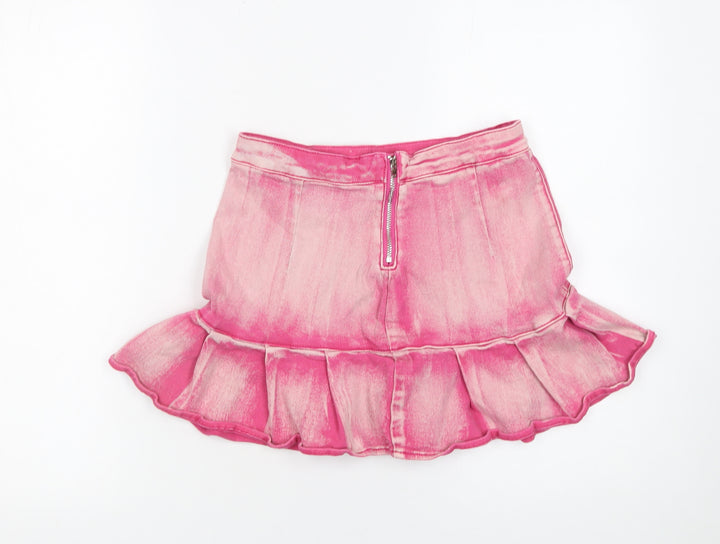 SHEIN Women’s Pink Denim Mini Ruffle Skirt Size 8