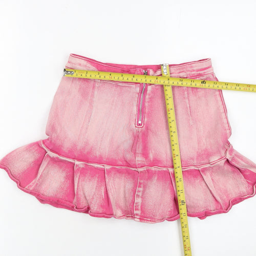 SHEIN Women’s Pink Denim Mini Ruffle Skirt Size 8