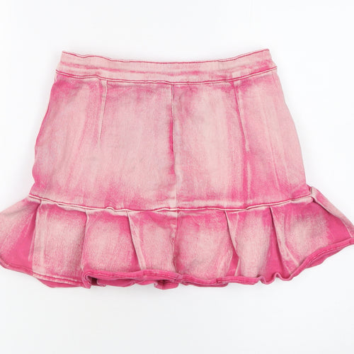 SHEIN Women’s Pink Denim Mini Ruffle Skirt Size 8