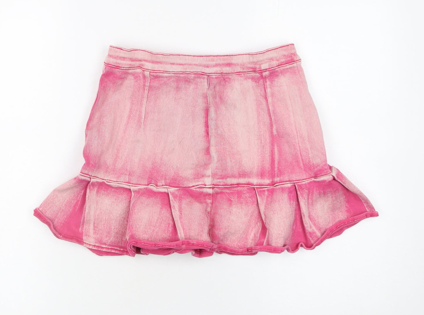SHEIN Women’s Pink Denim Mini Ruffle Skirt Size 8
