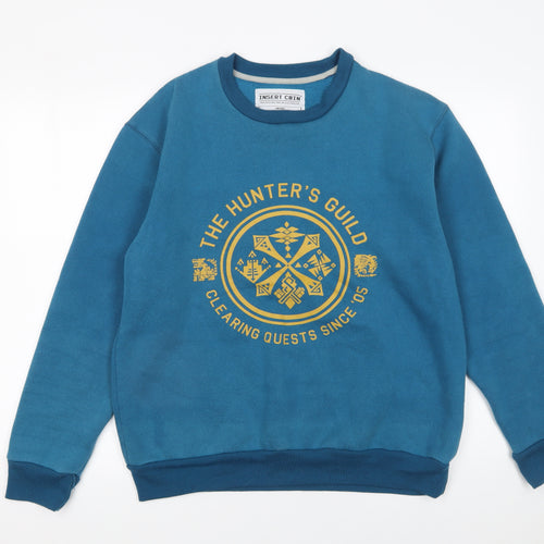 Insert Coin Unisex Blue Graphic Print Pullover Sweatshirt Size S