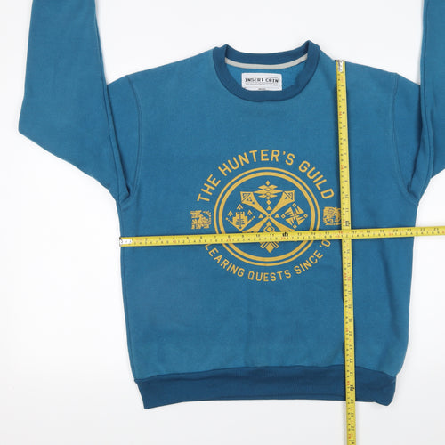 Insert Coin Unisex Blue Graphic Print Pullover Sweatshirt Size S