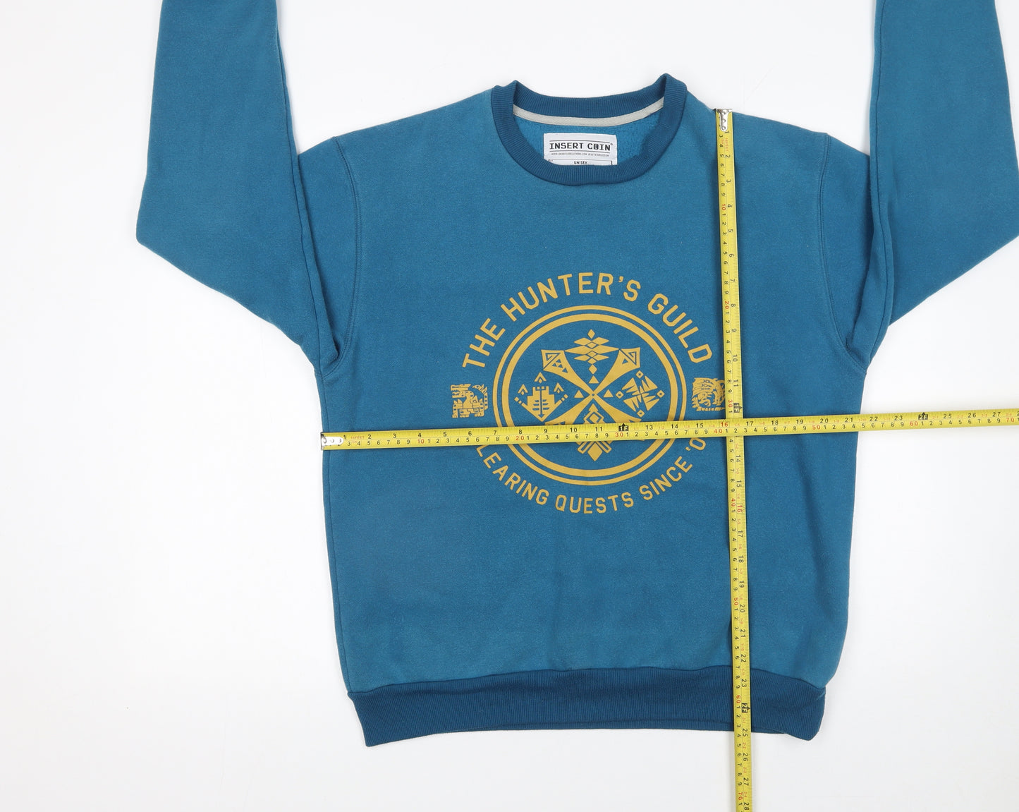 Insert Coin Unisex Blue Graphic Print Pullover Sweatshirt Size S