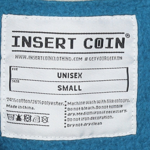 Insert Coin Unisex Blue Graphic Print Pullover Sweatshirt Size S