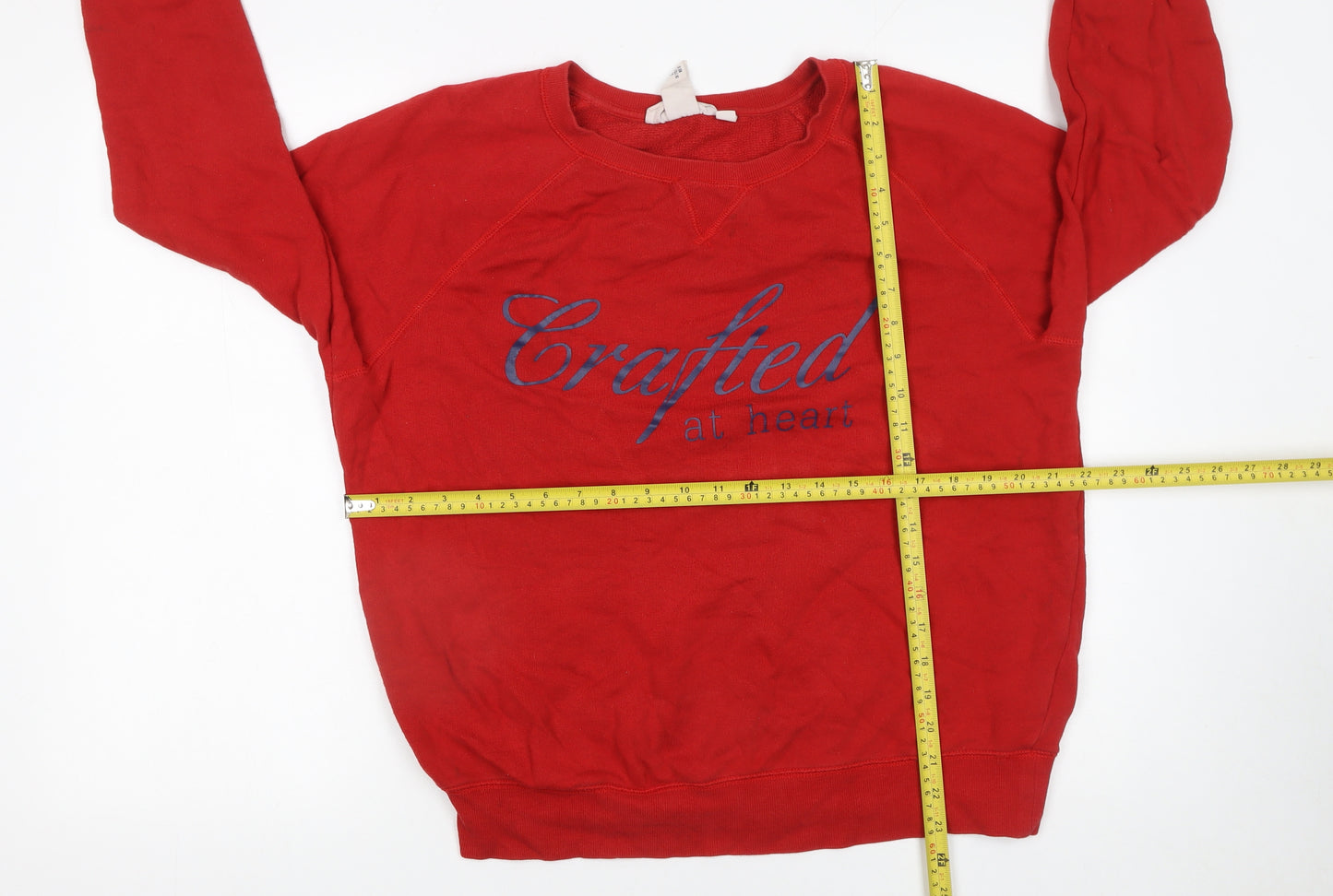 H&M Women's Red Crafted Print Crew Neck Cotton Sweatshirt Size L