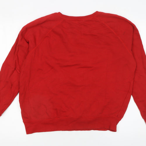 H&M Women's Red Crafted Print Crew Neck Cotton Sweatshirt Size L