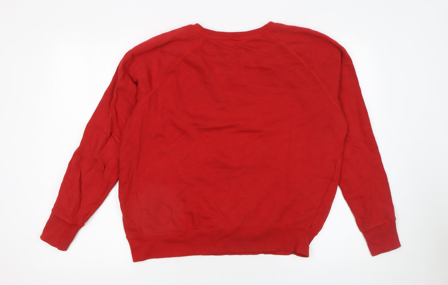 H&M Women's Red Crafted Print Crew Neck Cotton Sweatshirt Size L