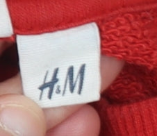 H&M Women's Red Crafted Print Crew Neck Cotton Sweatshirt Size L
