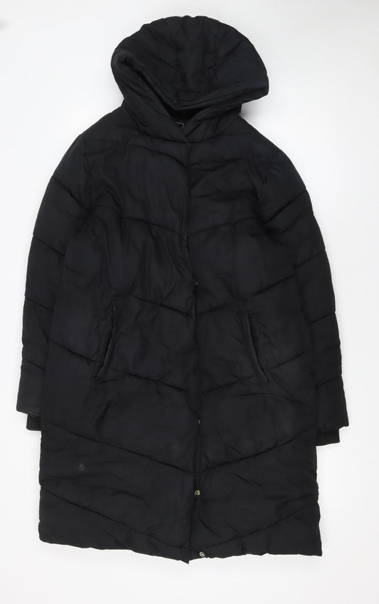 Next Girls Black Hooded Puffer Coat 14 Years Long Winter Jacket