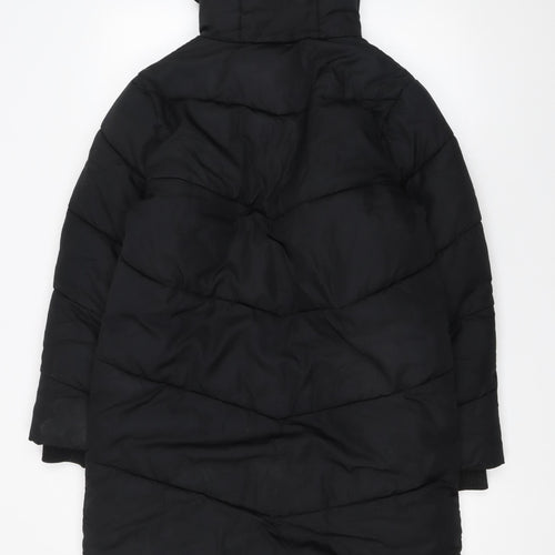 Next Girls Black Hooded Puffer Coat 14 Years Long Winter Jacket