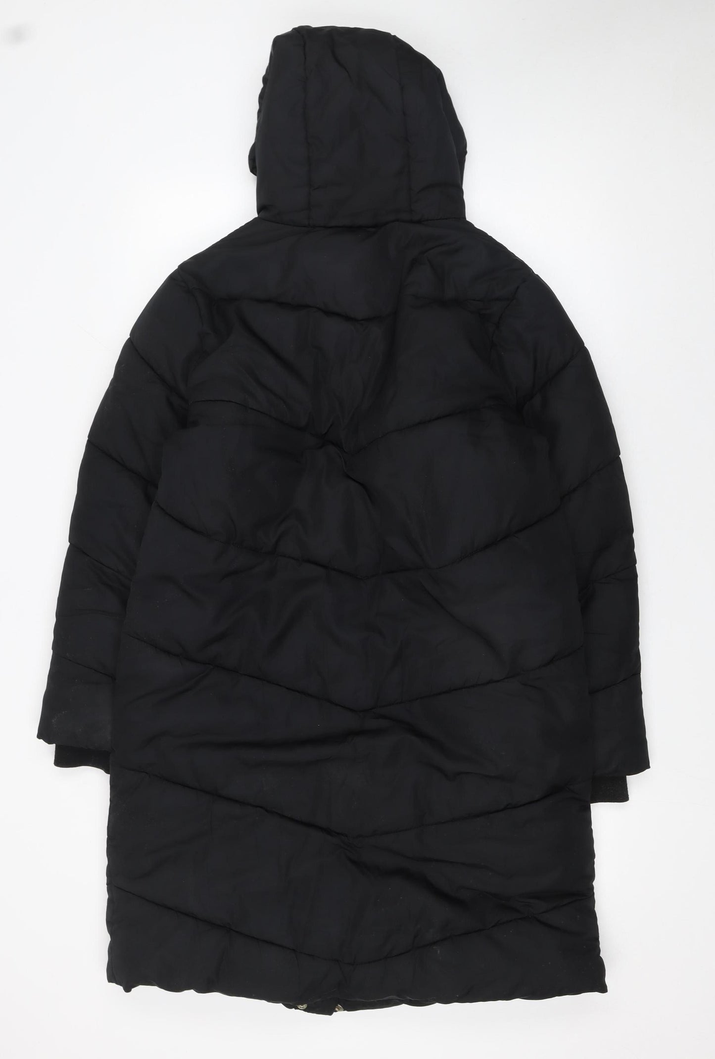 Next Girls Black Hooded Puffer Coat 14 Years Long Winter Jacket