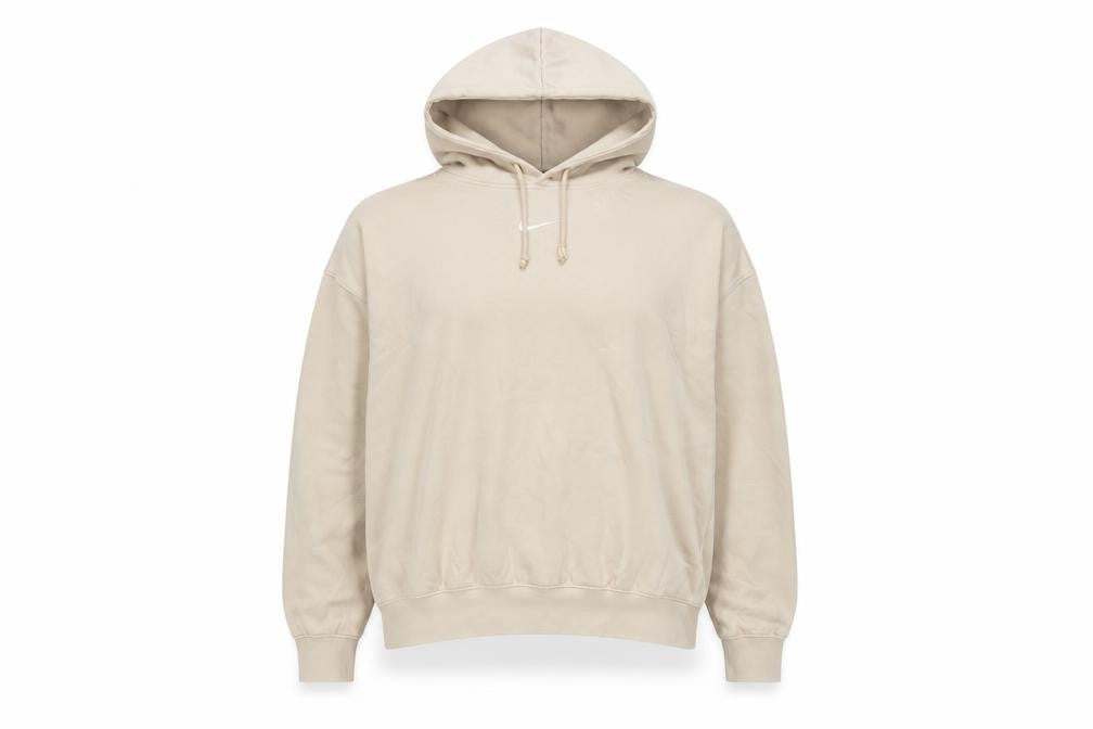 Front view of Nike Women’s Beige Pullover Hoodie M Cotton Blend Casual