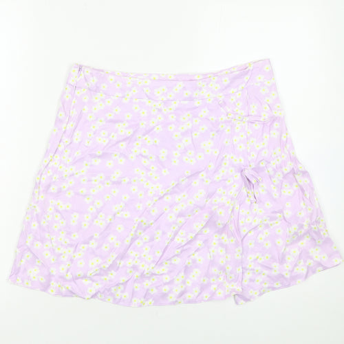 Primark Women’s Purple Floral Wrap Short Skirt Size 12