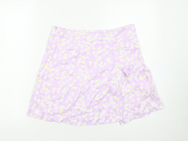 Primark Women’s Purple Floral Wrap Short Skirt Size 12
