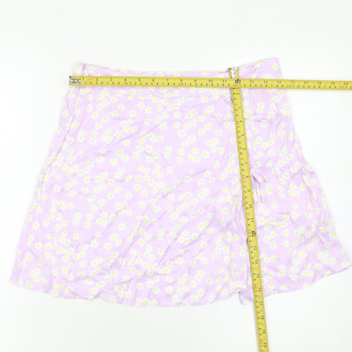 Primark Women’s Purple Floral Wrap Short Skirt Size 12