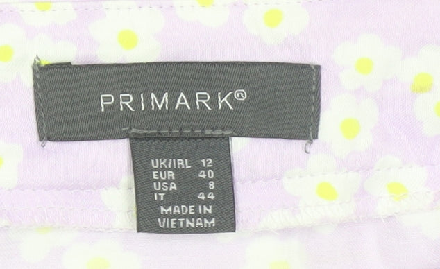 Primark Women’s Purple Floral Wrap Short Skirt Size 12