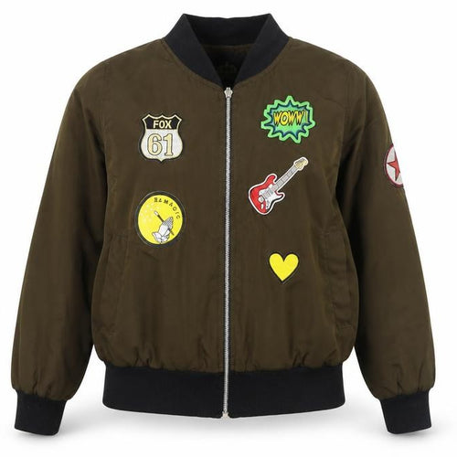 Rising Women’s Brown Bomber Jacket S Embroidered Patches Casual