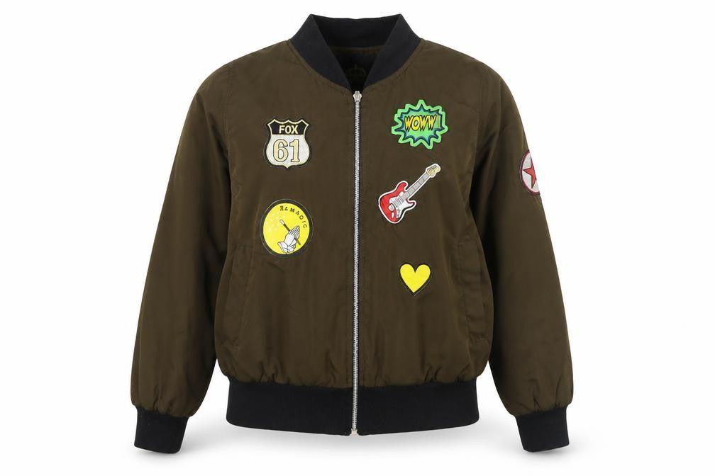 Rising Women’s Brown Bomber Jacket S Embroidered Patches Casual