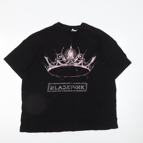 BLACKPINK Women's Black Rhinestone Crown Graphic T-Shirt M
