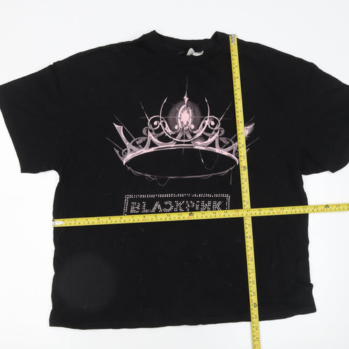 BLACKPINK Women's Black Rhinestone Crown Graphic T-Shirt M