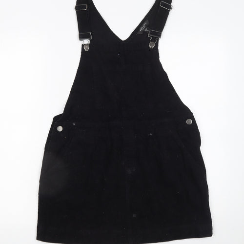 Brave Soul Women's Black Corduroy Pinafore Dress L