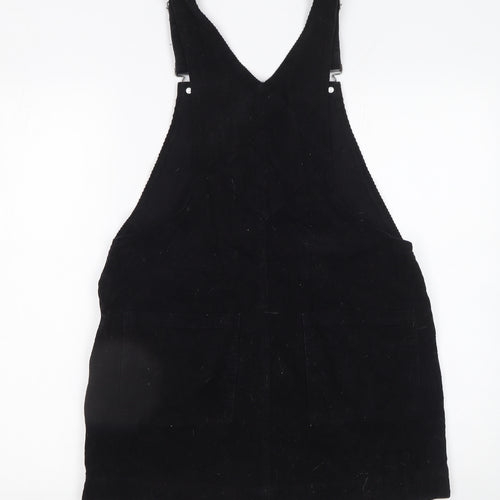 Brave Soul Women's Black Corduroy Pinafore Dress L
