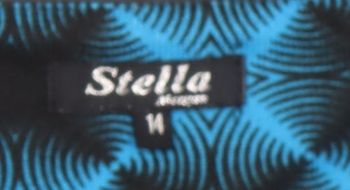 Stella Women Blue Geometric Long Sleeve Shift Dress Size 14