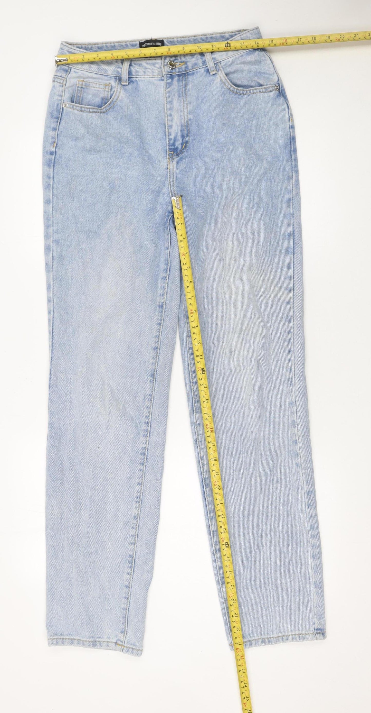 PrettyLittleThing Women's Blue Size 6 High Waist Straight Jeans
