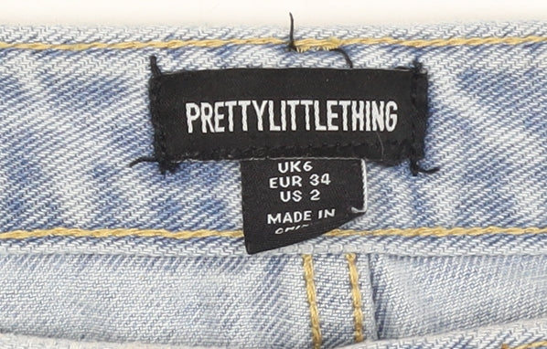 PrettyLittleThing Women's Blue Size 6 High Waist Straight Jeans
