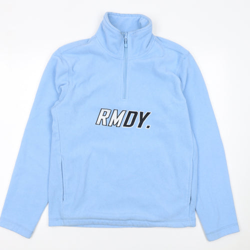 RMDY Women Blue Fleece 1/4 Zip Pullover Sweatshirt S