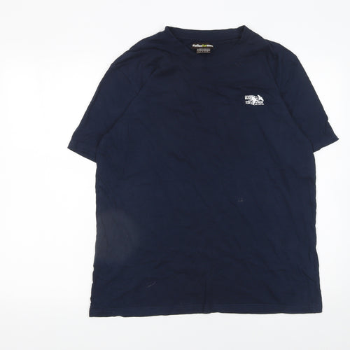 Atlas For Men Navy Blue Crew Neck Cotton T-Shirt Men's Medium