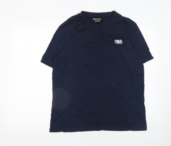 Atlas For Men Navy Blue Crew Neck Cotton T-Shirt Men's Medium