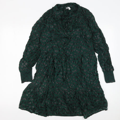 Gallery Women Green Animal Print Knee Length A-Line Dress Size S