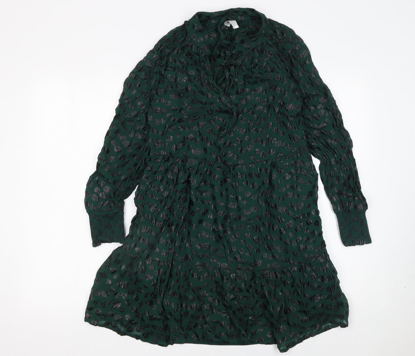 Gallery Women Green Animal Print Knee Length A-Line Dress Size S
