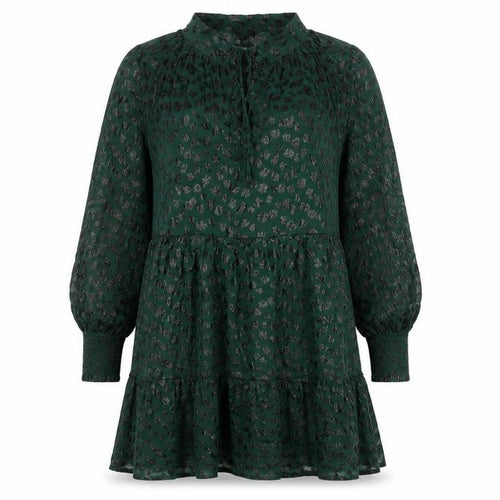 Gallery Women Green Animal Print Knee Length A-Line Dress Size S