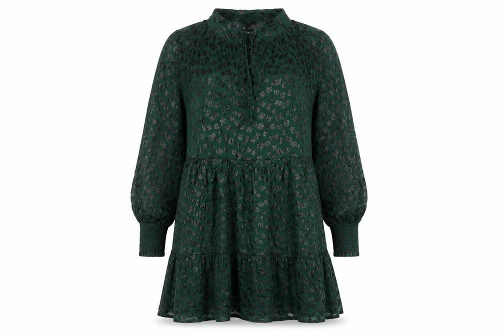 Gallery Women Green Animal Print Knee Length A-Line Dress Size S