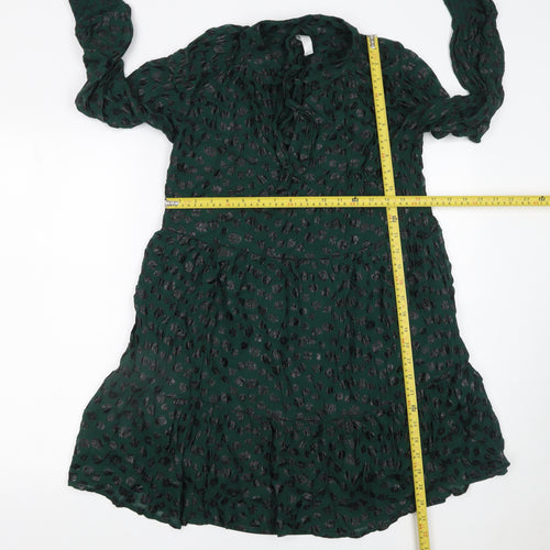 Gallery Women Green Animal Print Knee Length A-Line Dress Size S
