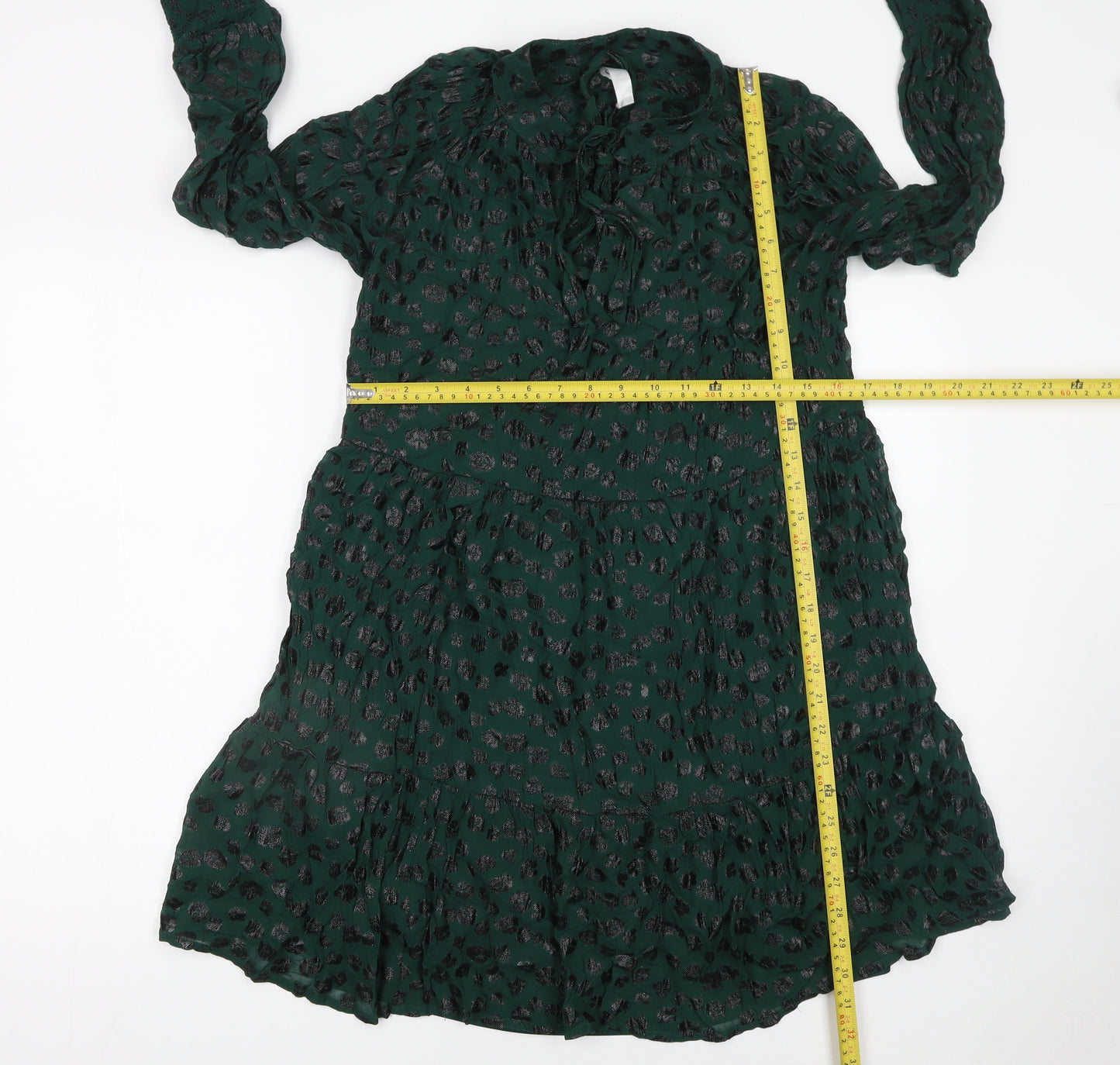 Gallery Women Green Animal Print Knee Length A-Line Dress Size S