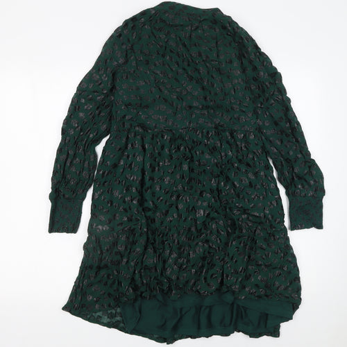 Gallery Women Green Animal Print Knee Length A-Line Dress Size S